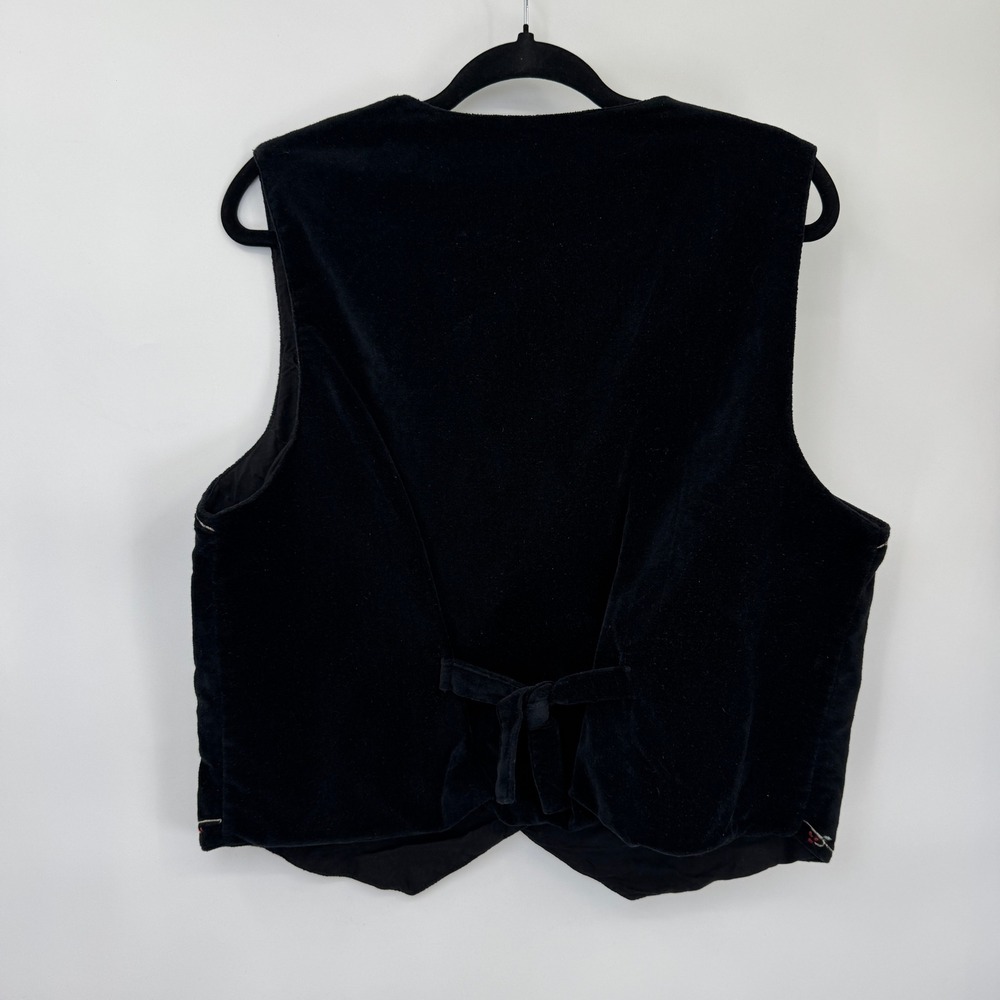 Keren Hart Velvet Vest Women XL Black Floral Embroidered Button Cottagecore - Picture 10 of 13